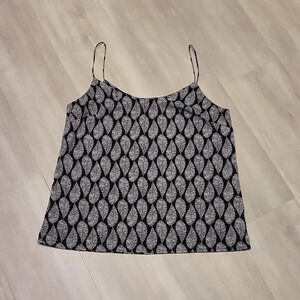 Merona Cami Spaghetti Strap Tank Black White Leaves Womens Size‎ Medium